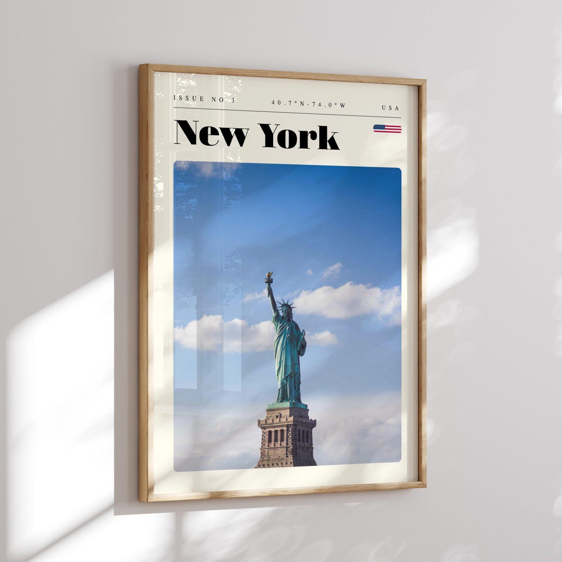 New York Statue of Liberty Harbor Blue Sky Landmark Travel Poster - Image 2