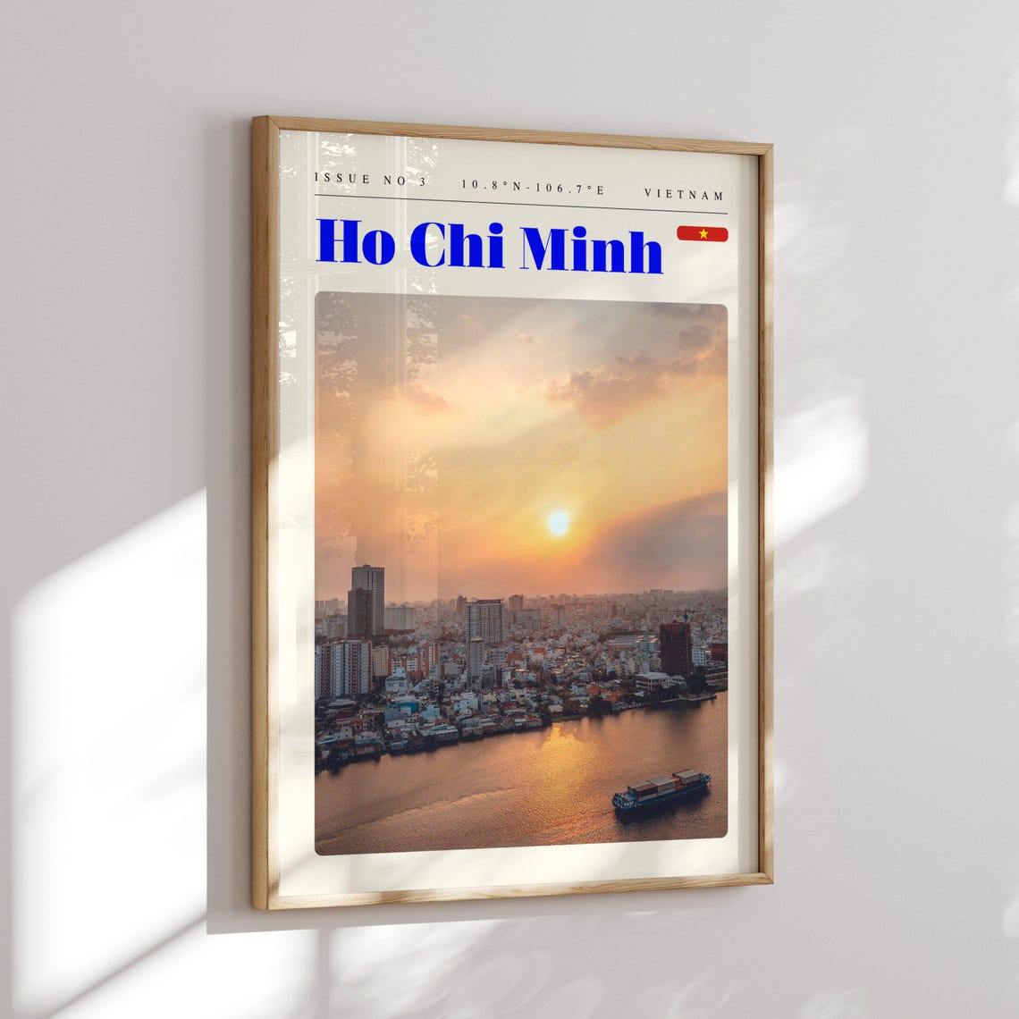 Ho Chi Minh Vietnam River Sunset Golden Hour Cargo Boat Poster - Image 2