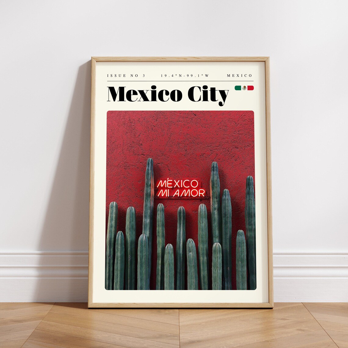 Mexico City Mexico Neon Sign Cactus Wall Photo Travel Poster - Image 3