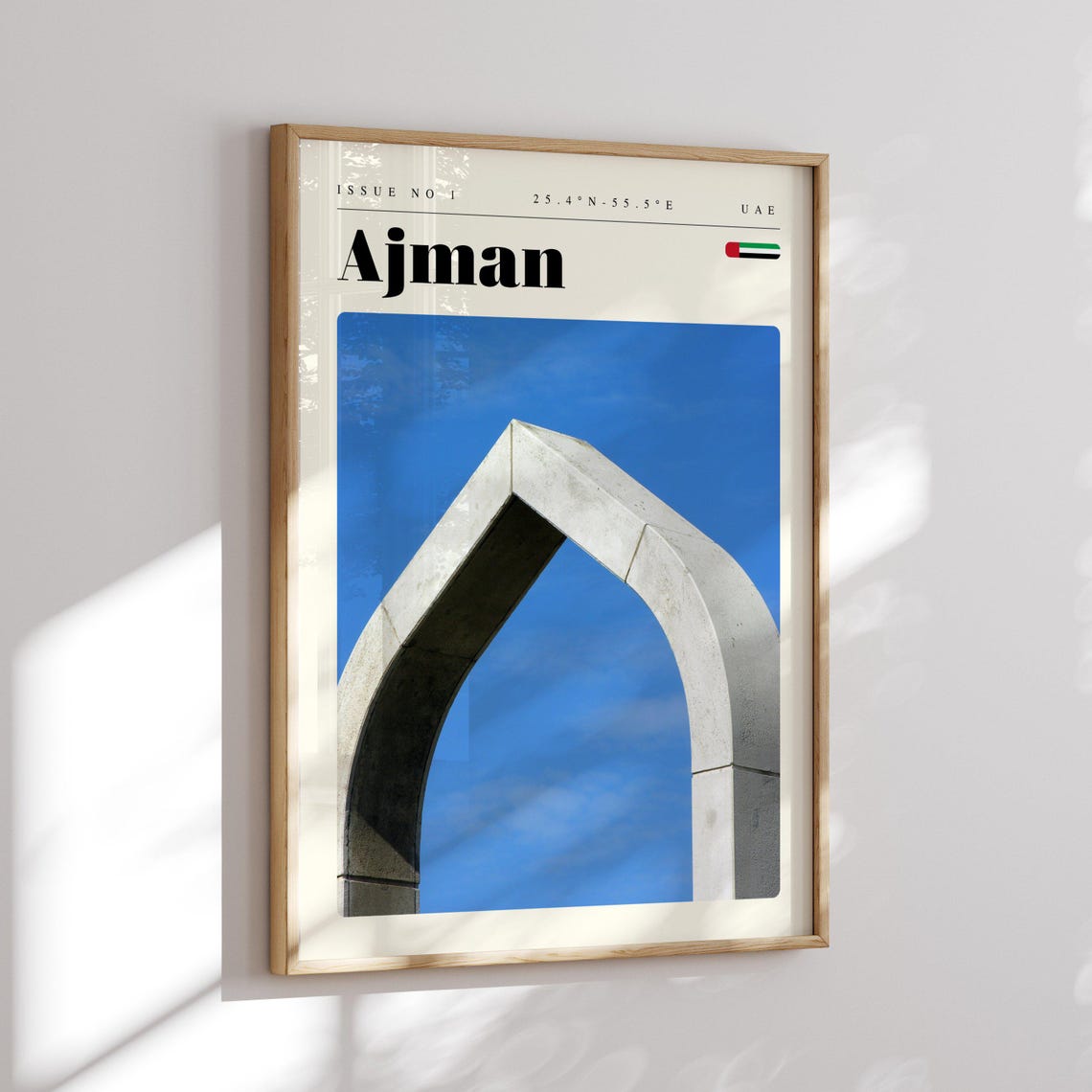Ajman UAE Modern Minimalist Stone Arch Monument Travel Poster - Image 2