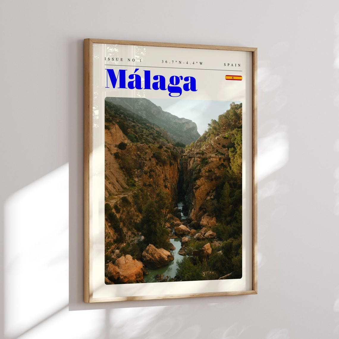 Málaga Spain Dramatic Rocky River Gorge Landscape Travel Poster Art - Image 2