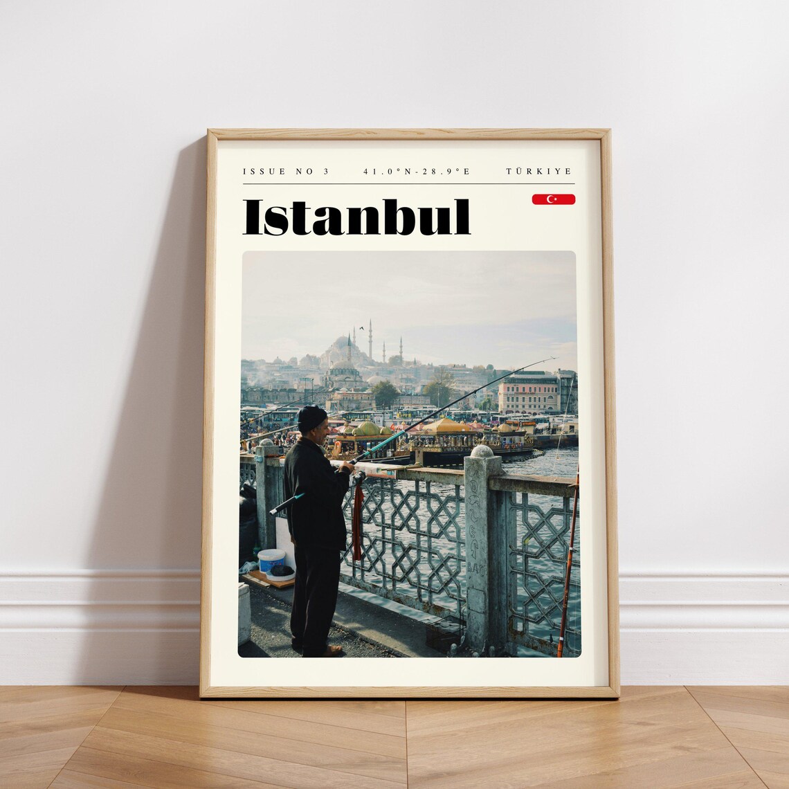 Istanbul Turkiye Vintage Travel Poster Fisherman Bridge Mosque Skyline - Image 3