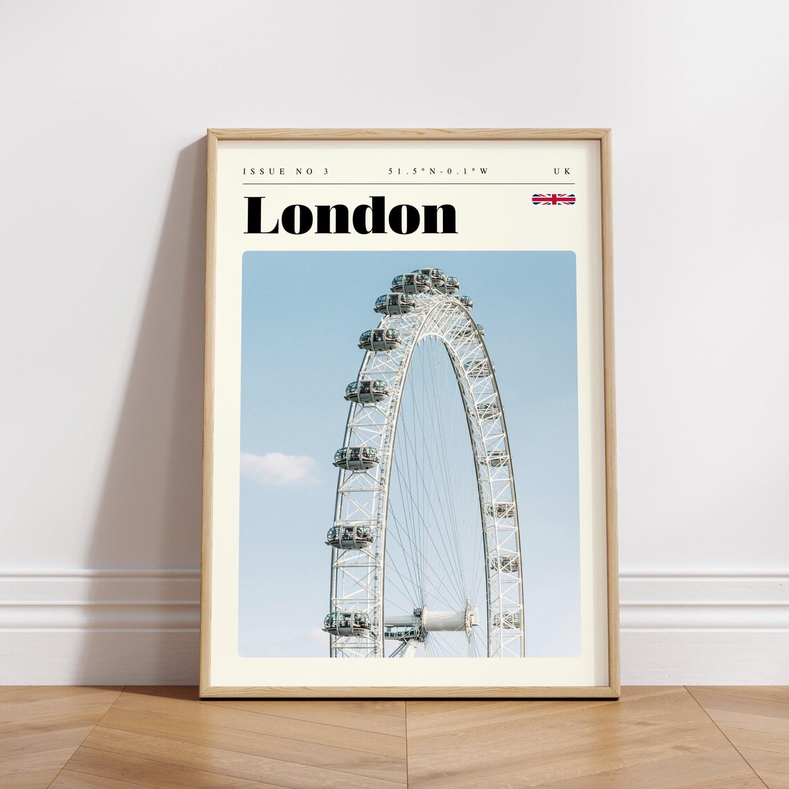 London UK London Eye Ferris Wheel Daytime Modern Travel Poster - Image 3