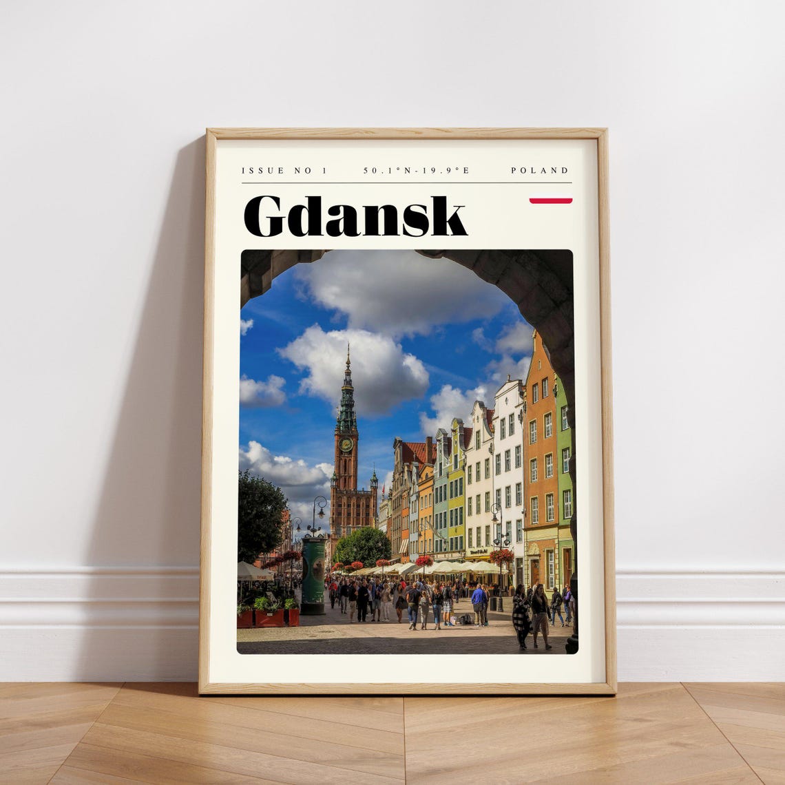 Gdansk Poland Colorful Old Town Square Gothic Tower Travel Poster - Image 3