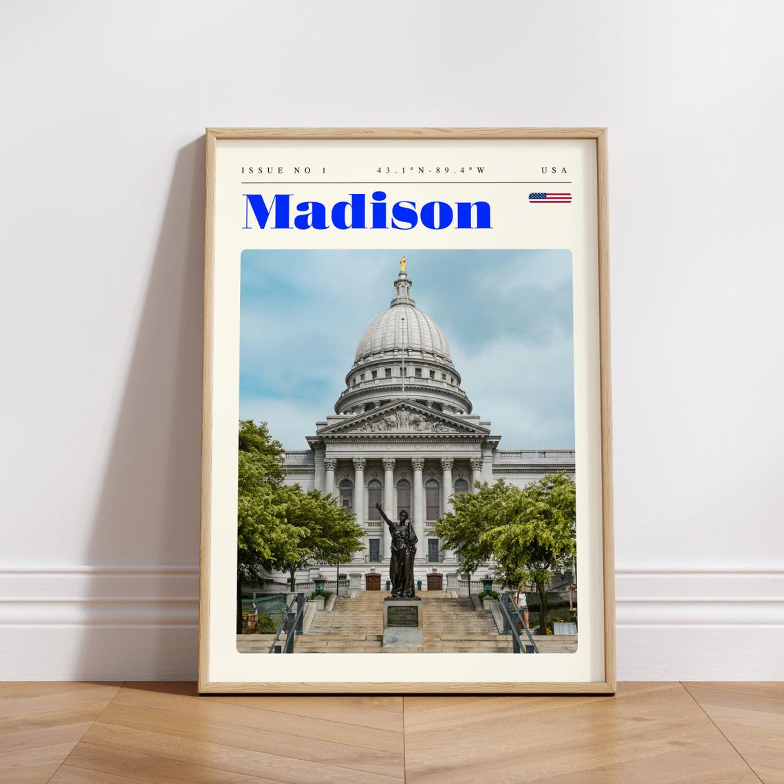 Madison Wisconsin State Capitol Dome Landmark Modern Travel Poster - Image 3