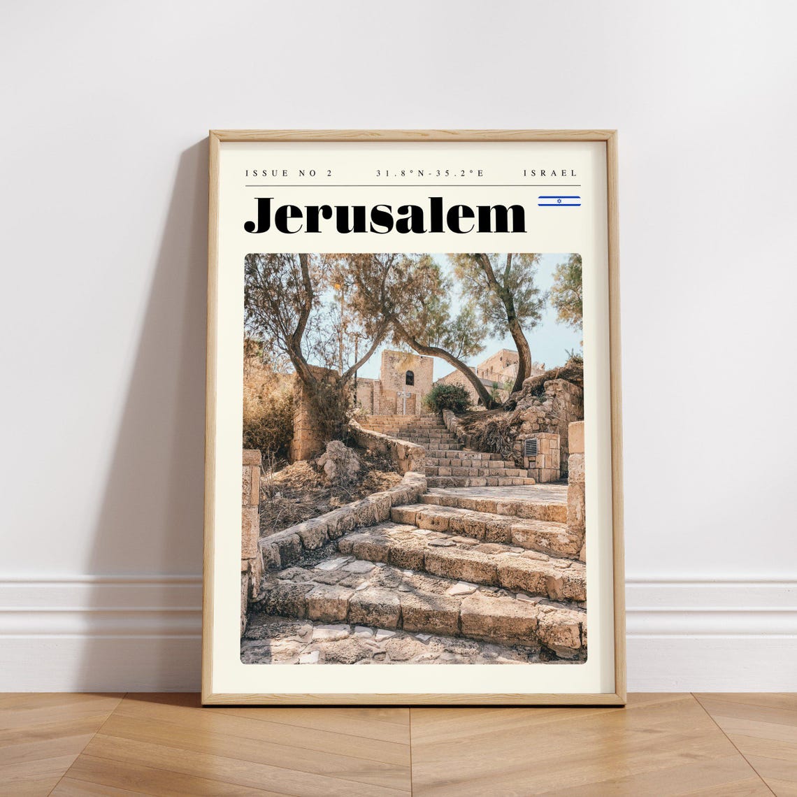 Jerusalem Israel Ancient Stone Steps Old City Modern Travel Poster - Image 3