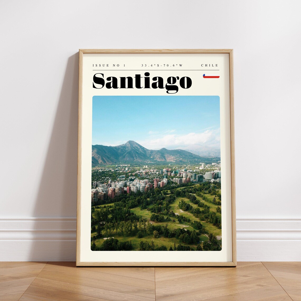 Santiago Chile Andes Mountains City Skyline Modern Travel Poster - Image 3