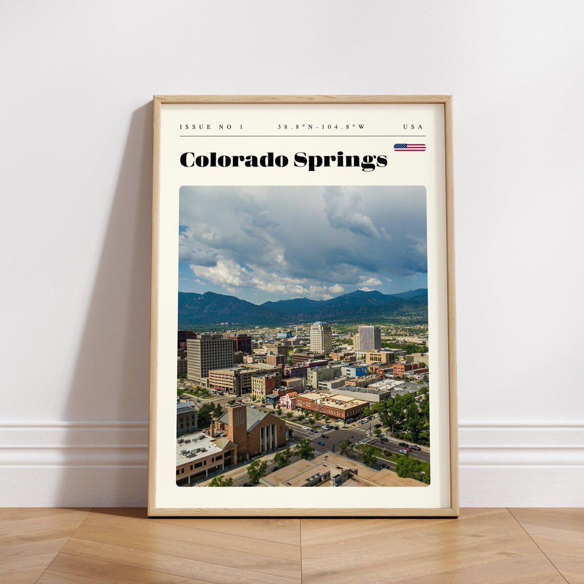 Colorado Springs USA City Below the Mountains Storm Sky Travel Poster - Image 3
