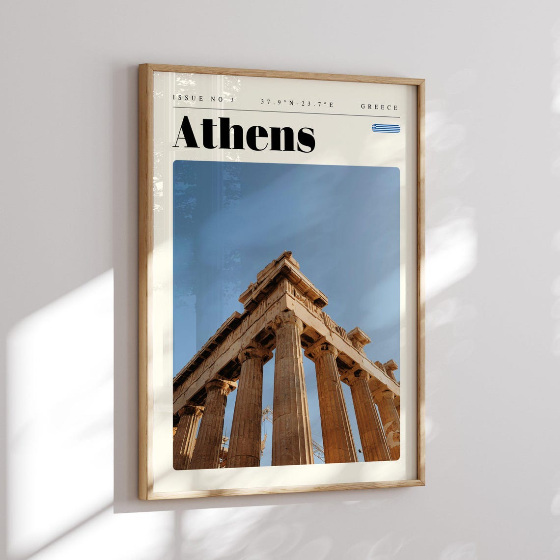 Athens Greece Parthenon Ancient Columns Sunlit Blue Sky Poster - Image 2