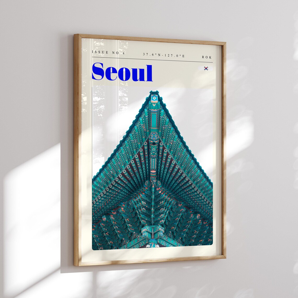 Seoul South Korea Temple Roof Ornate Detail Symmetrical Travel Poster - Image 2