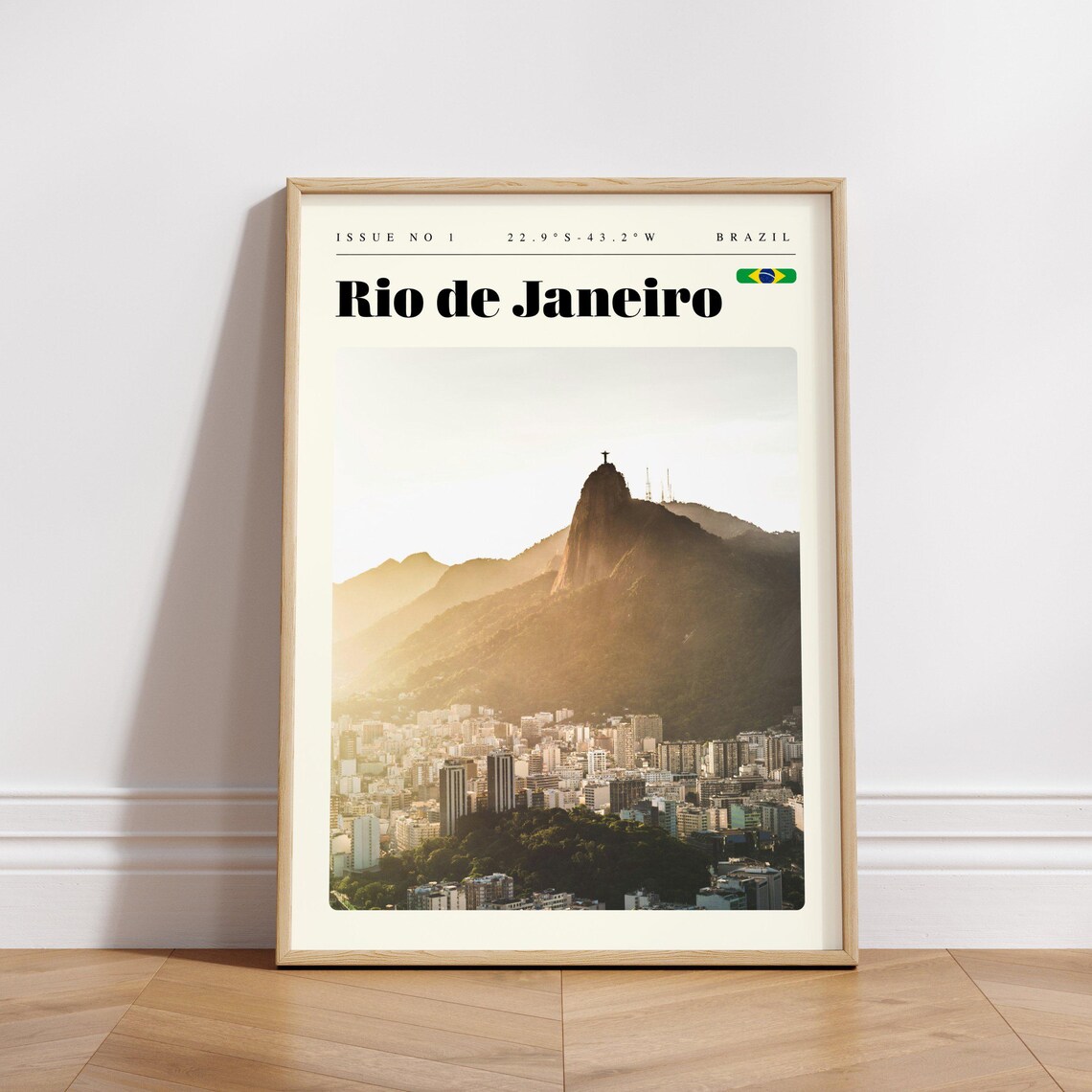 Rio de Janeiro Brazil Vintage Travel Poster Christ the Redeemer View - Image 3