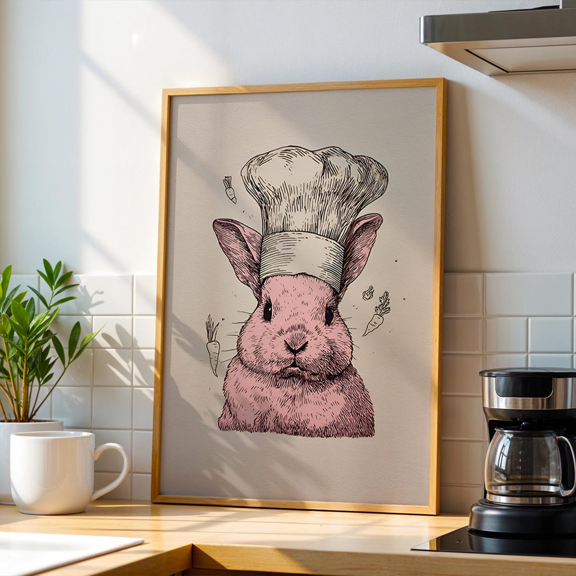 Rabbit Chef Wall Art Kitchen Gifts Prints Poster Food Print