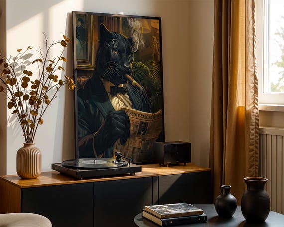 Leopard Print Masculine Wall Art Black Extra Large Animal Original Prints