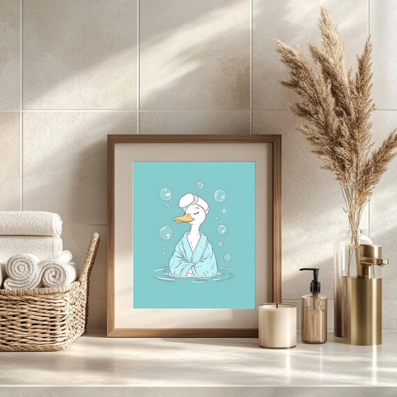 Funny Bathroom Wall Art Duck Print Relaxing Spa Prints Quirky Modern Decor