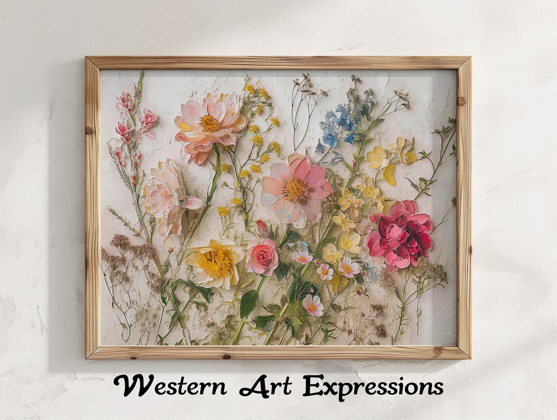 Vintage Pressed Flowers Botanical Canvas Pink Dahlia Wall Art
