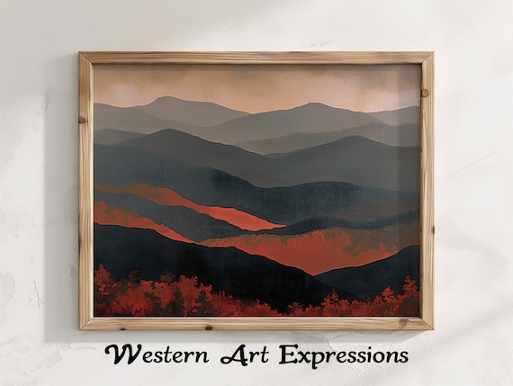 Fire in the Valley Smoky Mountains Abstract Sunset Scene Poster