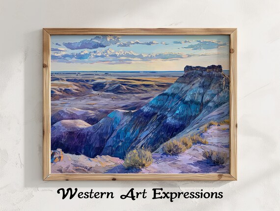 Blue Mesa Painted Desert Badlands Twilight Oil Painting Landscape Poster