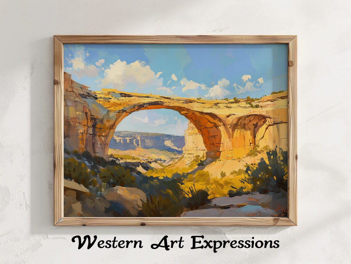 Owachomo Bridge Natural Sandstone Arch Desert Oil Painting Poster