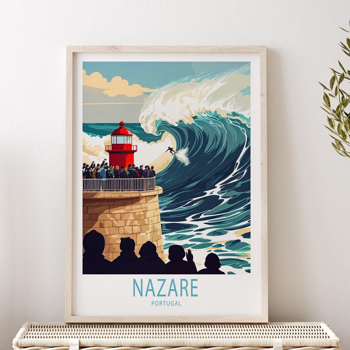 Nazare Portugal Travel Poster, Personalised Travel Poster