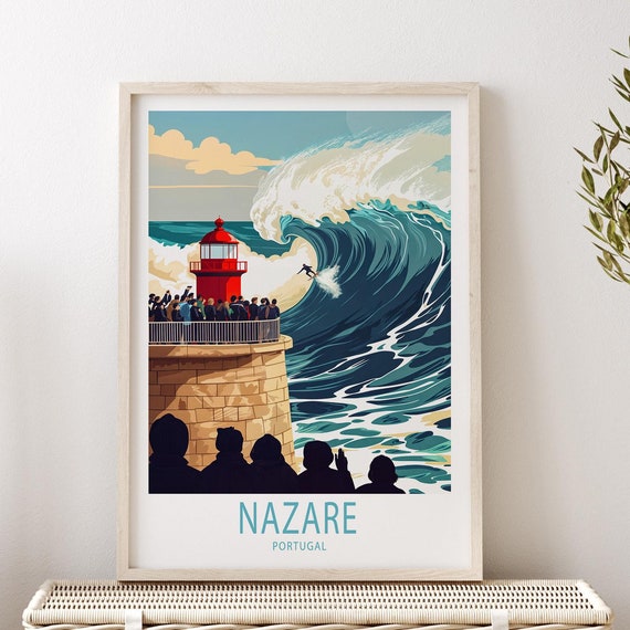 Nazare Portugal Travel Poster, Personalised Travel Poster