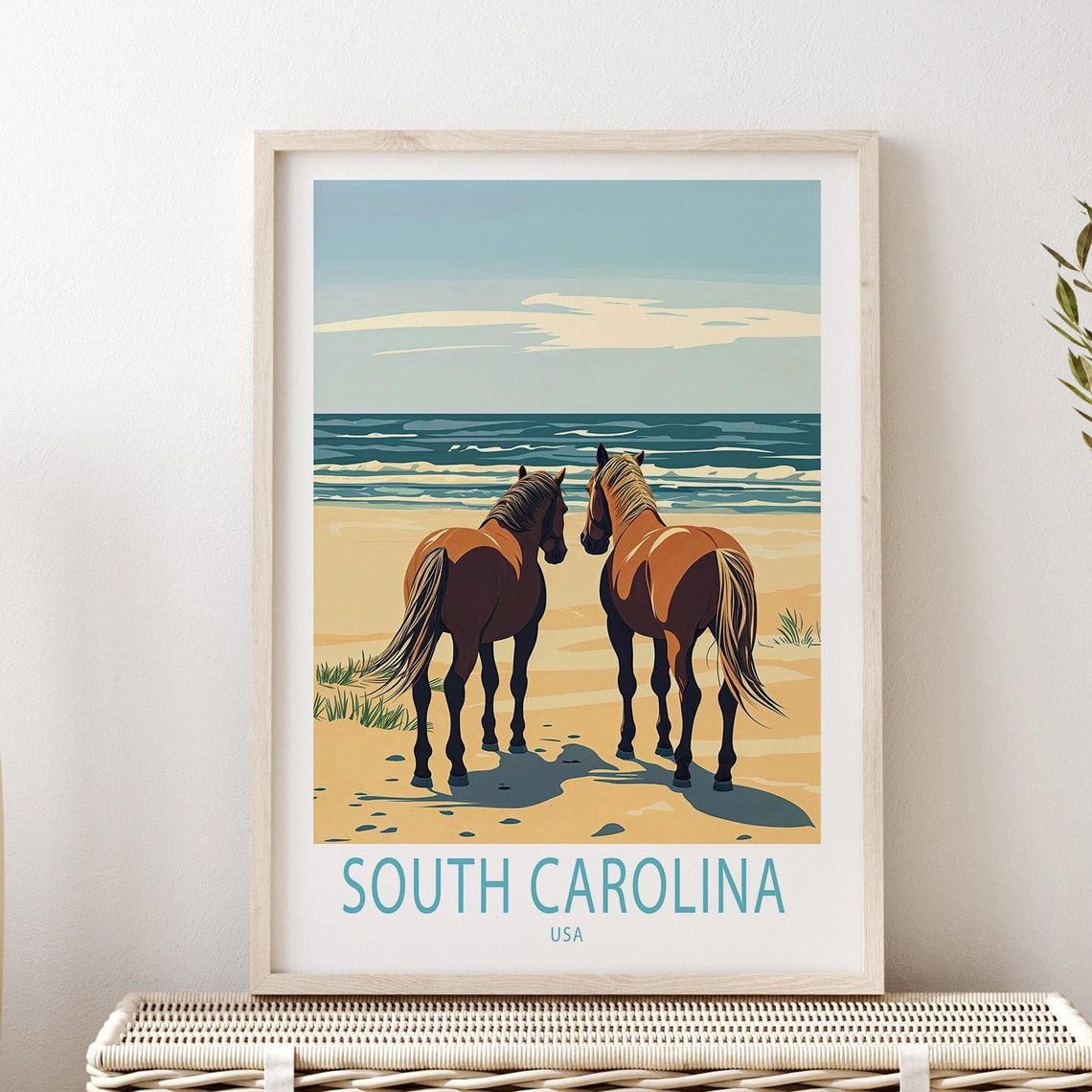 South Carolina Usa Poster Usa Wall Art Print South Carolina Horse Travel Print Birthday Present Home Decor Gifts