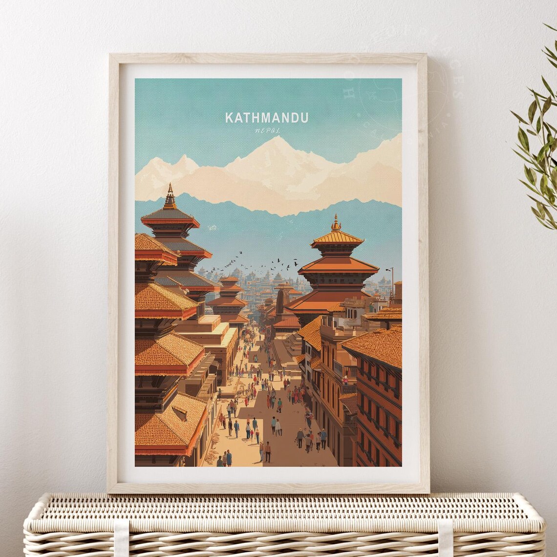 Kathmandu Travel Poster, Nepal Decor Gift