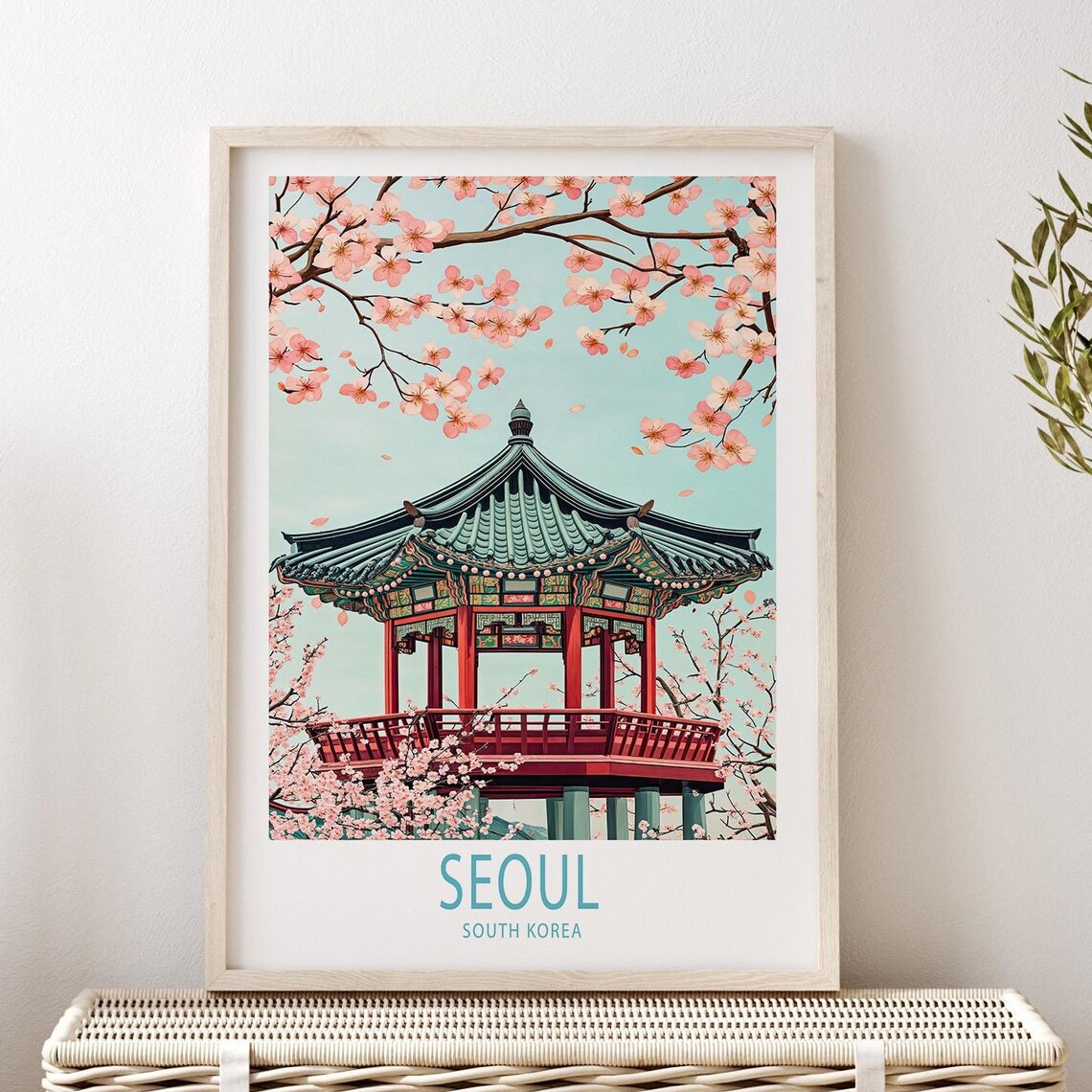 Seoul South Korea Cherry Blossom Pagoda Spring Blooms Poster