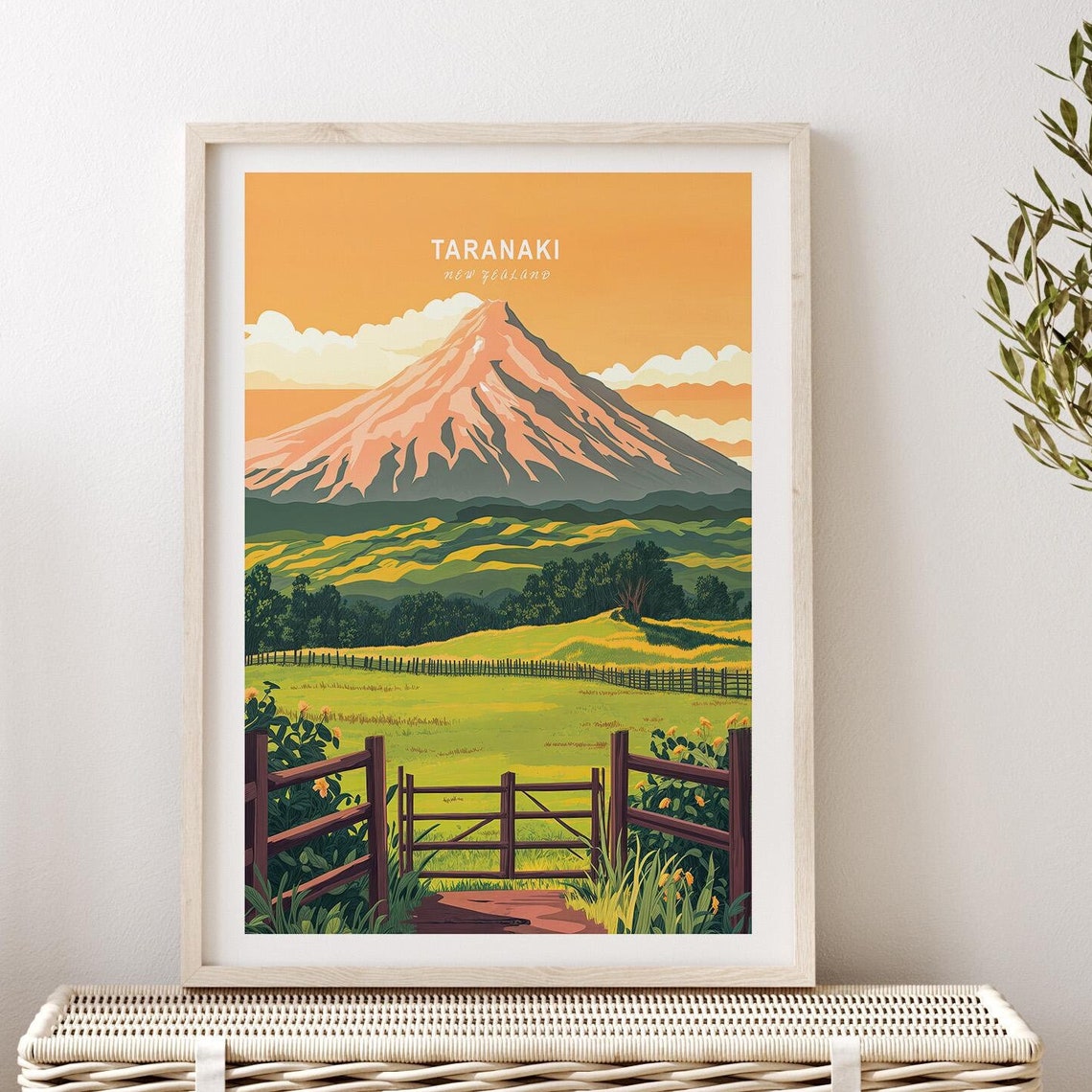 Taranaki Mountain Custom Travel Poster Taranaki New Zealand Wall Art New Zealand Travel Print Personalised Gifts - Image 3