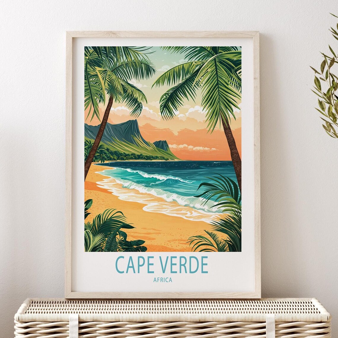 Cape Verde Africa Travel Poster Africa Wall Art Cape Verde Coast Print Home Decor Birthday Gifts Personalised Travel Poster