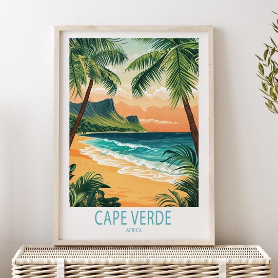 Cape Verde Africa Travel Poster Africa Wall Art Cape Verde Coast Print Home Decor Birthday Gifts Personalised Travel Poster