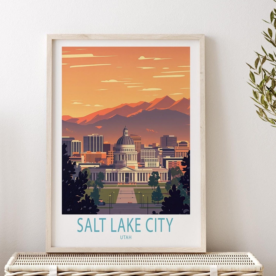 Sate Lake City Utah Travel Poster Utah Travel Print Sate Lake City Wall Art Personalised Gifts Home Decor Gifts