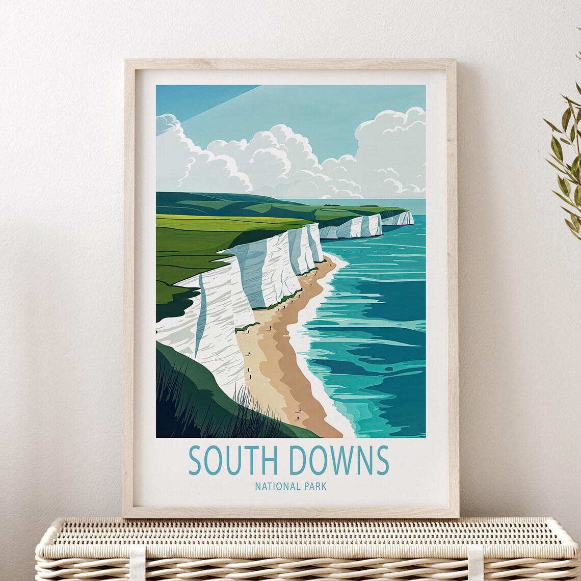 South Downs National Park England White Chalk Cliffs Coastal Poster