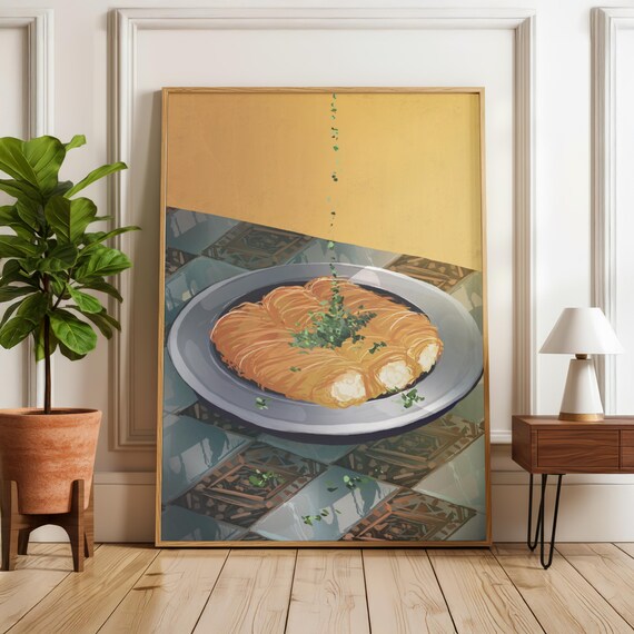 Knafeh Palestinian Cheese Dessert Pistachio Illustrated Sweet Poster