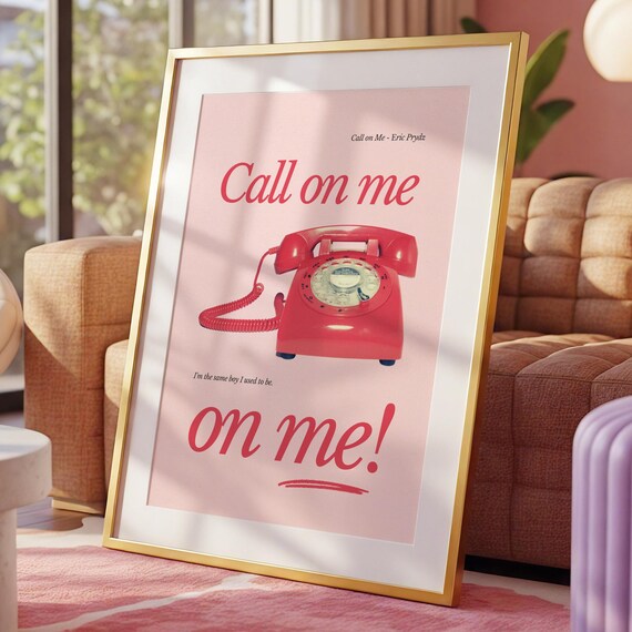 Call On Me Eric Prydz Red Rotary Phone Retro House Music Poster