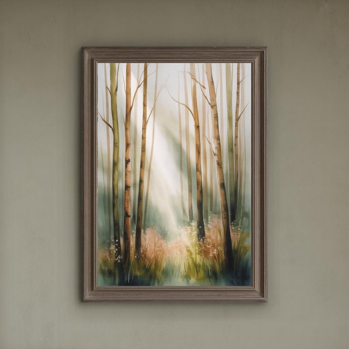 Morning Light In Birch Forest Nature Wall Art - Image 2