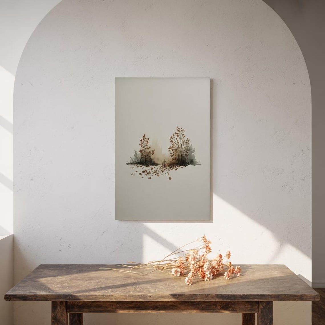 Minimalist Autumn Trees Sparse Branches Neutral Modern Wall Art - Image 2