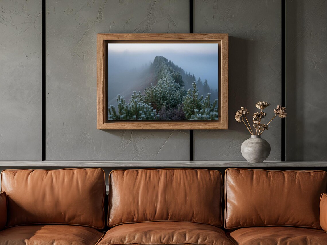 Misty Mountain Ridge Pines Foggy Landscape Photography Poster - Image 2