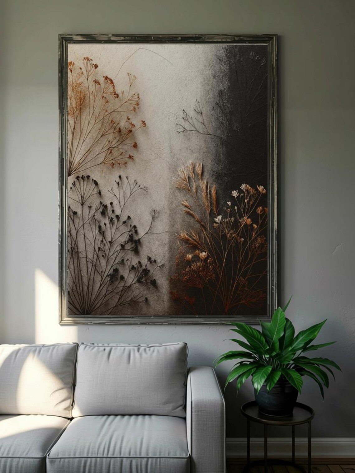 Botanical Silhouette Wildflowers Gradient Neutral Minimalist Print