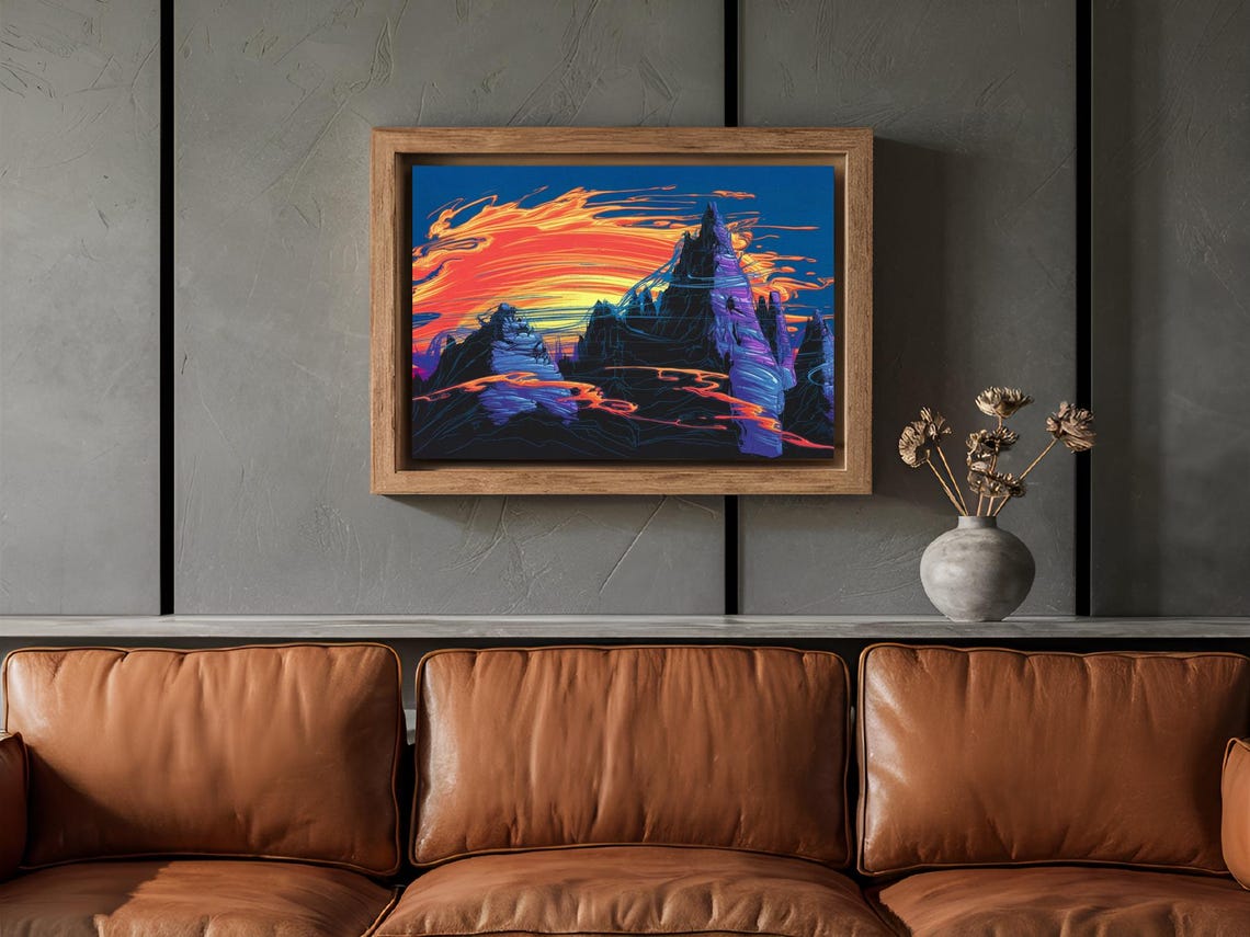 Mountain Peaks Sunrise Minimalistic Art Print Nature Decor Wall Room - Image 3