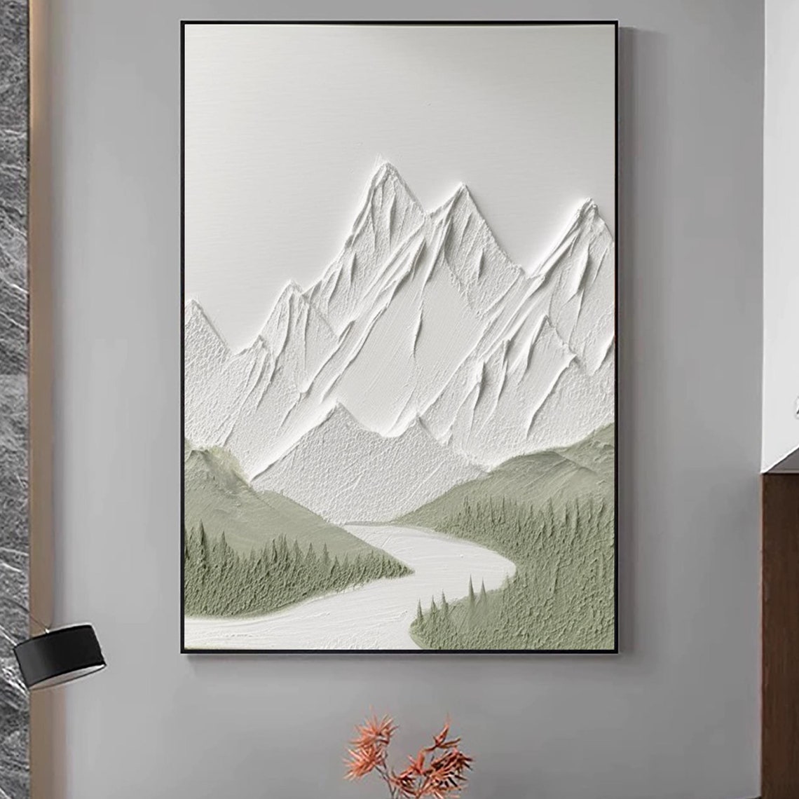 Original White Textured Wall Art Large White 3d Textured Mountain Painting Original White Mountain Painting White Texture Mountain Painting