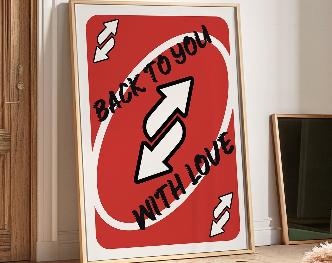 Back To You With Love Red Reverse Card Poster Funny Quote Game Decor - Image 4