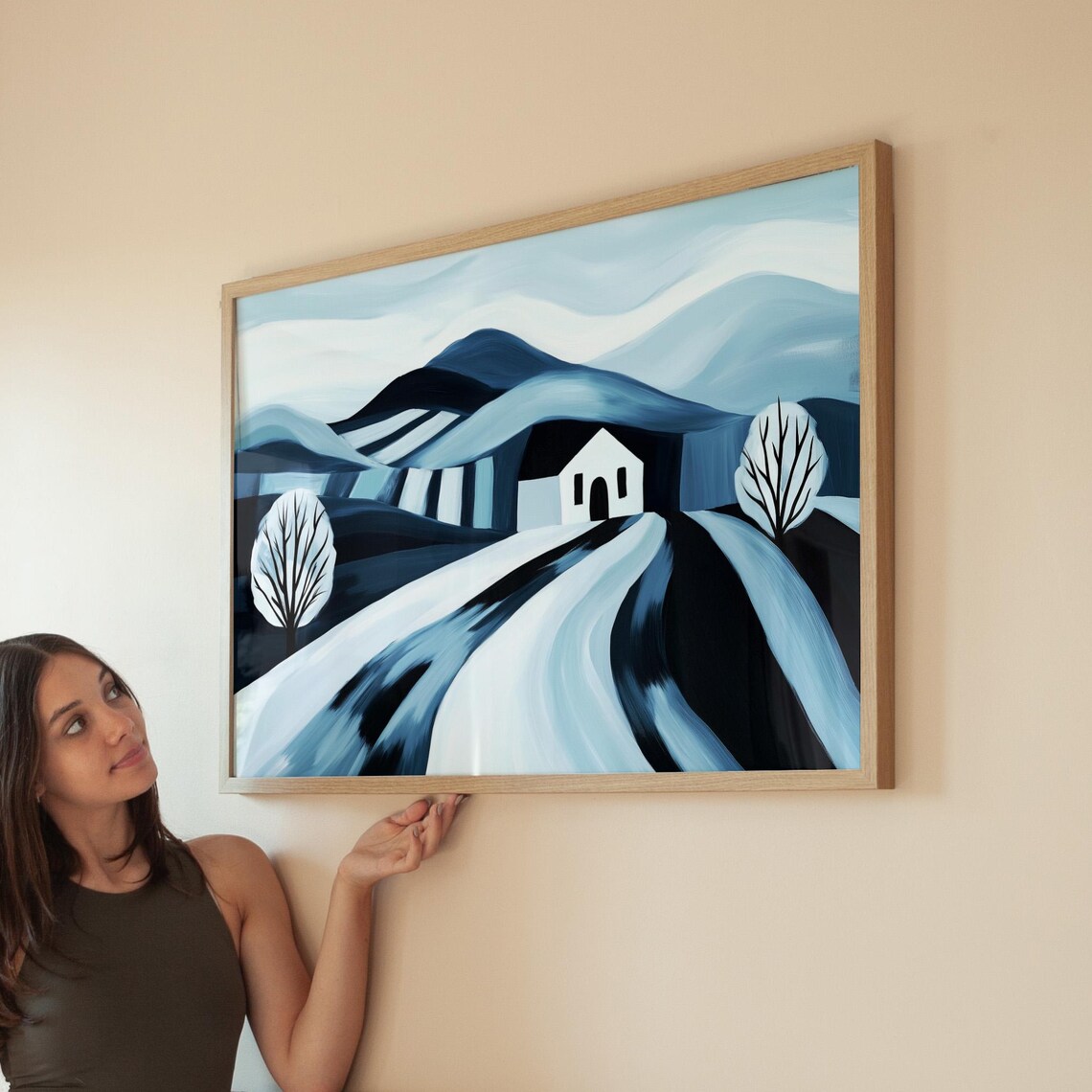 Modern Farmhouse Abstract Hills Countryside, Art Print