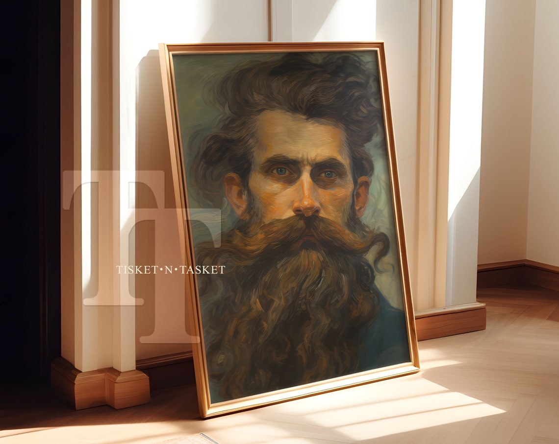 Young Man With Long Beard Vintage Oil Style Portrait Classic Poster