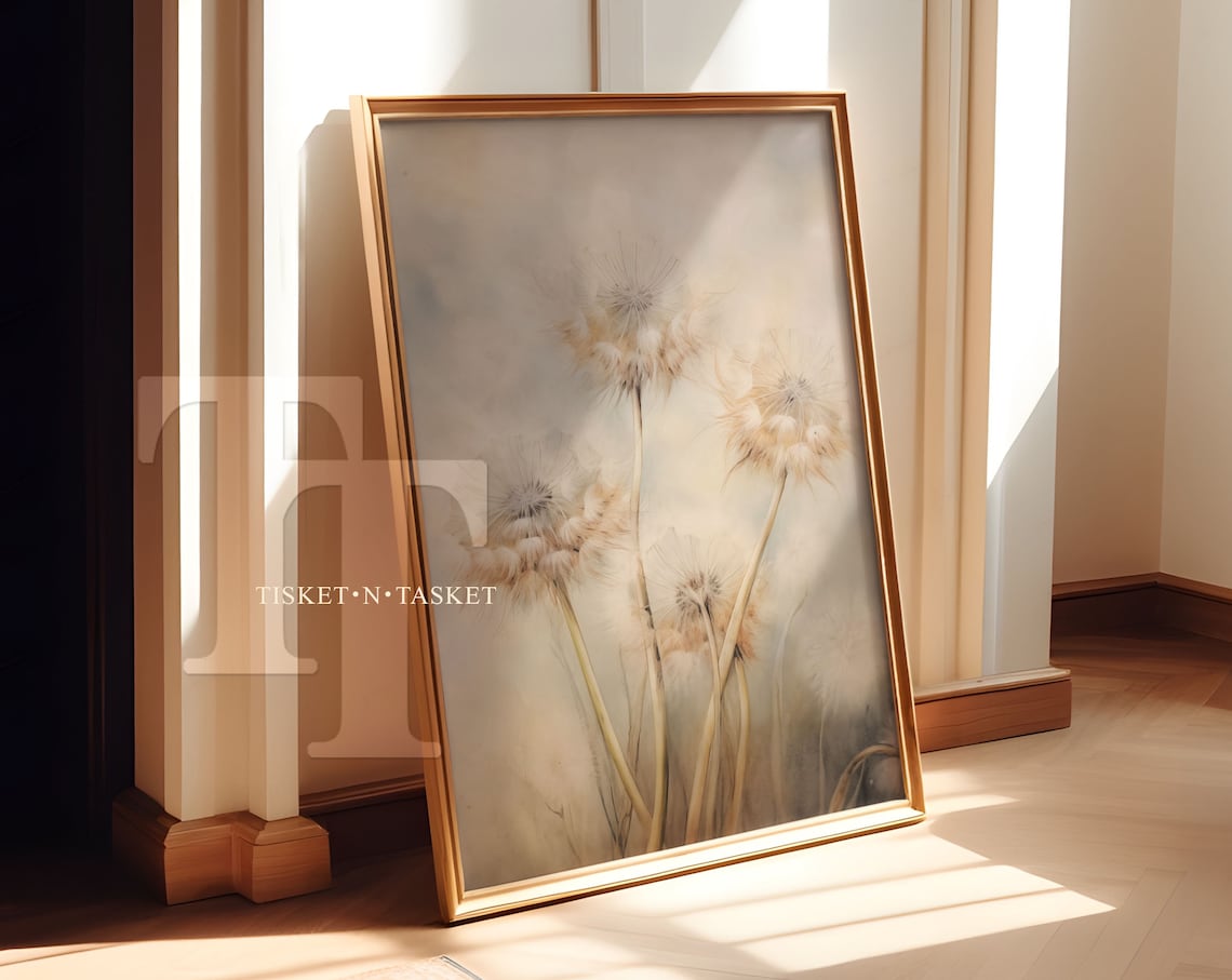 Soft Dandelion Seed Heads Watercolor Painting Dreamy Floral Wall Art