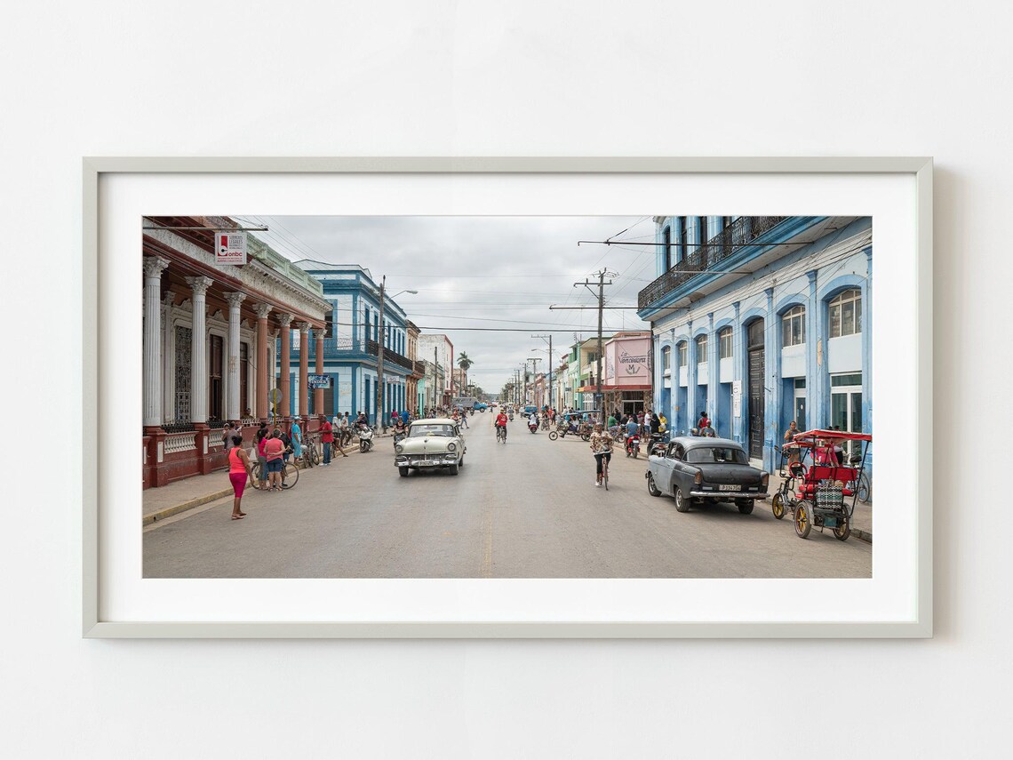 Cuba Street Life Cardenas Classic Cars Colonial Buildings Photo Poster