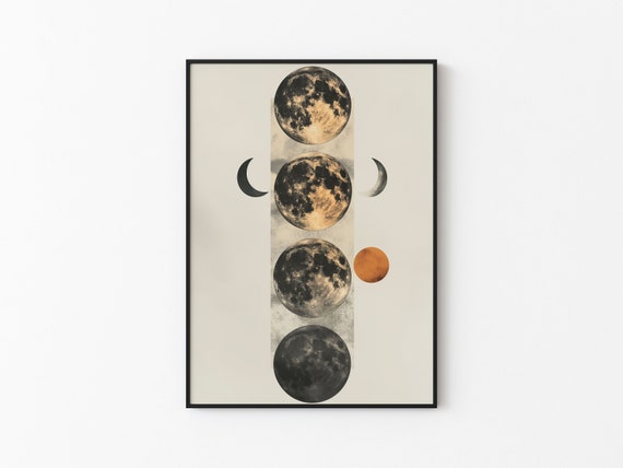 Lunar Abstract Moon Japandi Minimalistic Style Instant Moon Art Poster Versatile Sizes Print 4