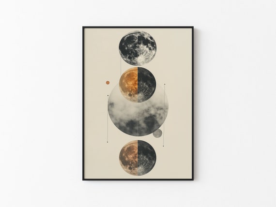 Lunar Abstract Moon Japandi Minimalistic Style Instant Moon Art Poster Versatile Sizes Print 2