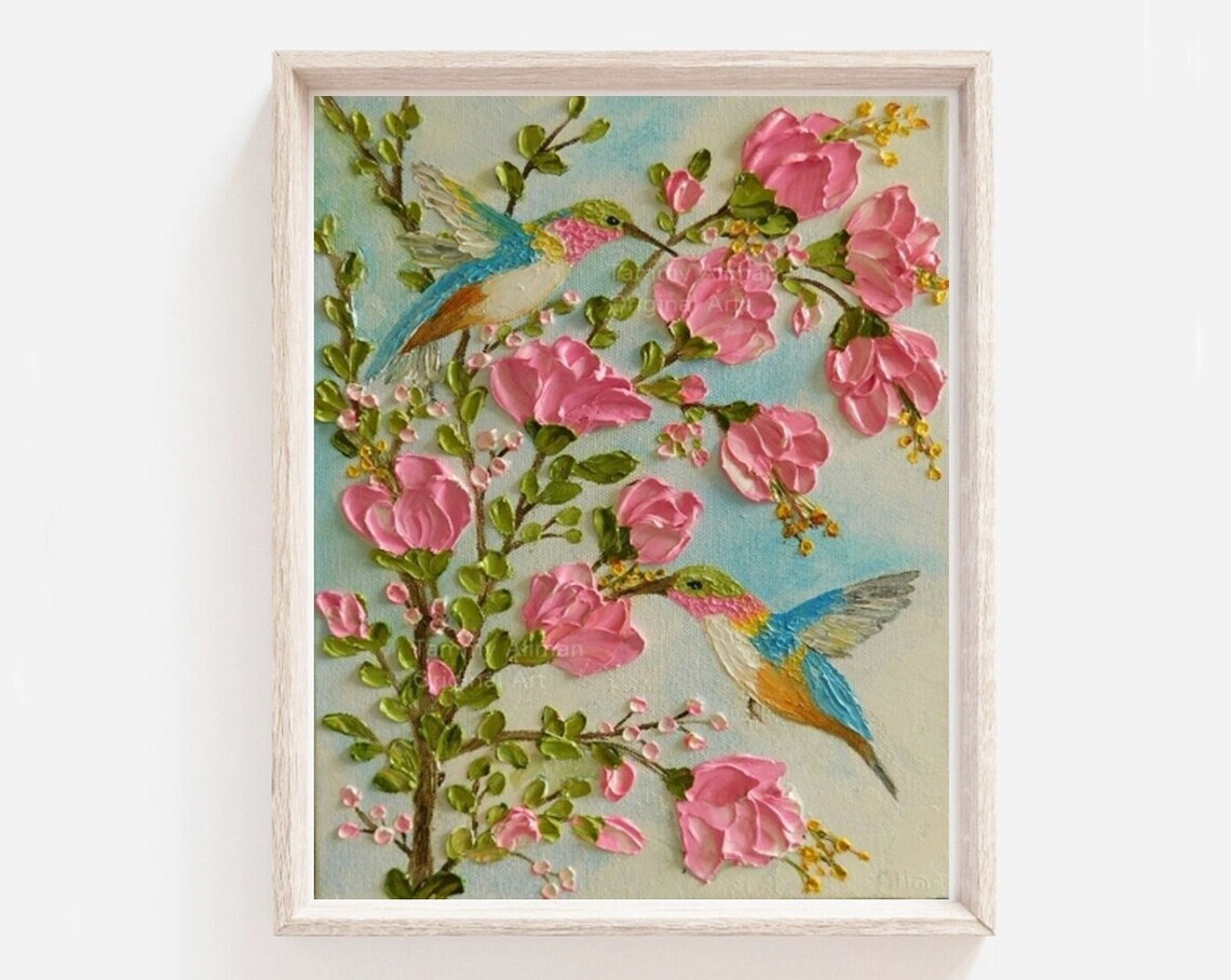 Custom Hummingbird Oil Impasto Painting Poster Print