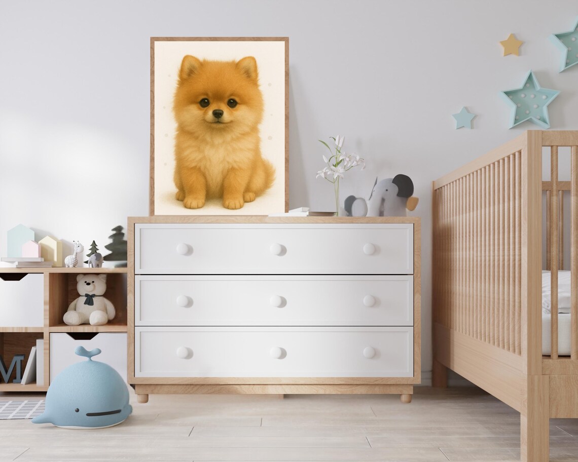 Pomeranian Puppy Poster, Nursery Kids Room Decor - Image 2