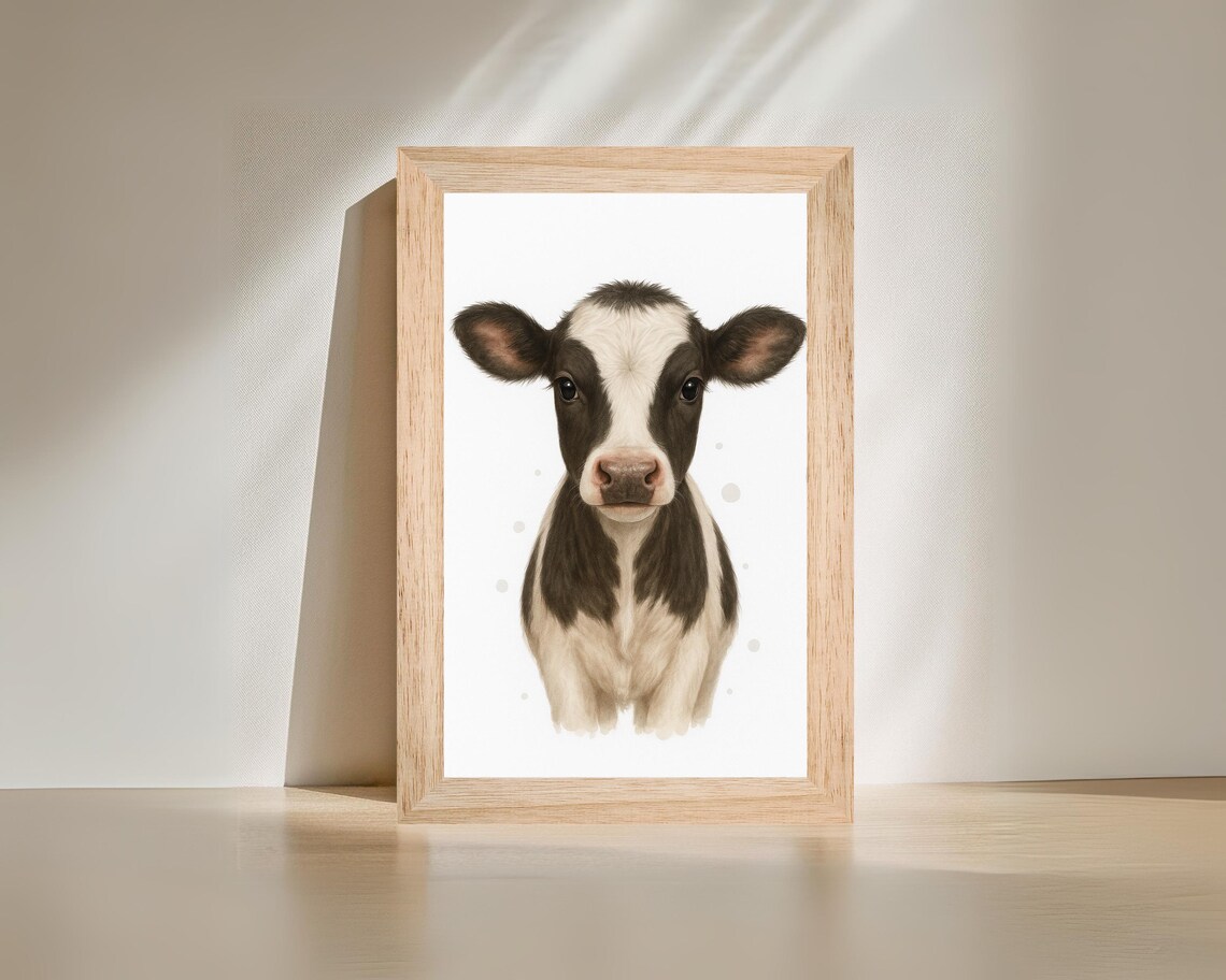 Cute Farmhouse Baby Cow, Farm Animal Decor
